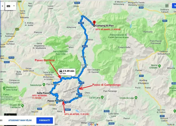 Trešajā dienā ar motorolleri veiktais maršruts