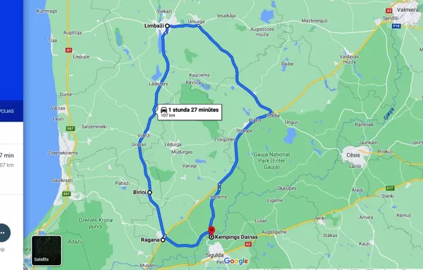 Ar motociklu izbrauktais maršruts